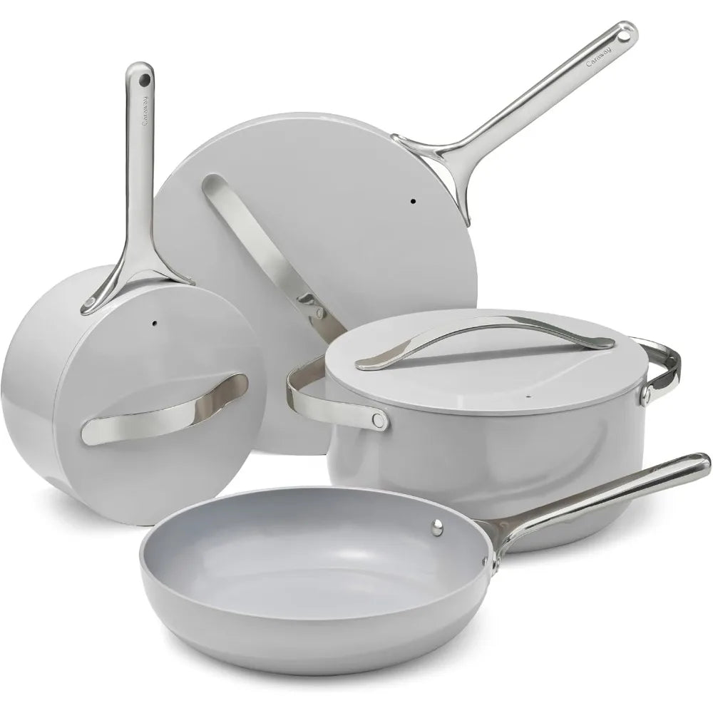 Nonstick Ceramic Cookware Set (12 Piece) Pots, Pans, Lids and Kitchen Storage - Non Toxic, Cookware Set