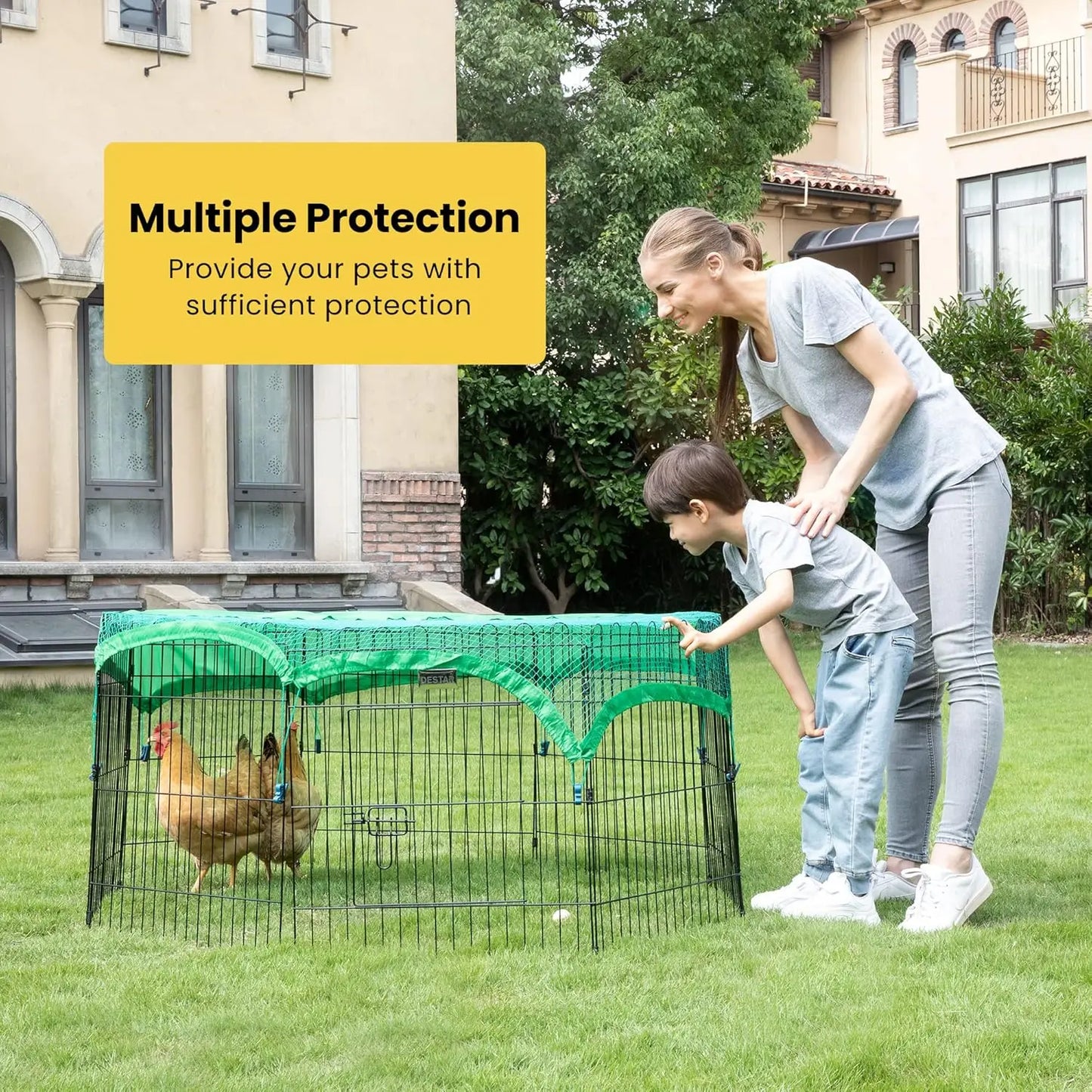 8 Panel Foldable Outdoor Backyard Metal Coop Chicken Cage Enclosure Duck Rabbit Cat Crate Playpen Exercise Pen with Weather
