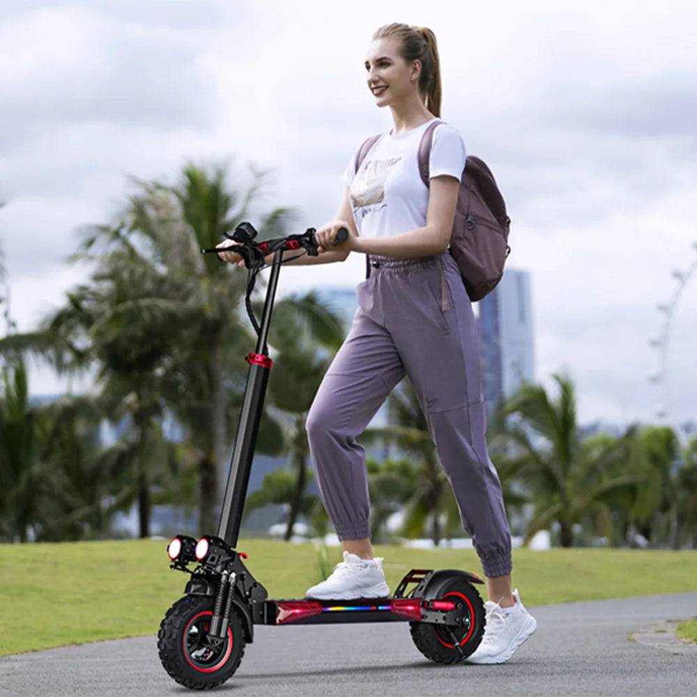 Foldable 1200W Electric Scooter with Seat for Adults, 11'' Off-road Tires, Dual Brake and Suspension System Commuter E-scooter