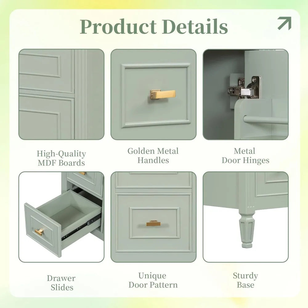 30" Bathroom Vanity with Sink Combo Set, Solid Wood Frame Bathroom Storage Cabinet with 2 Drawers and a Tip-Out Drawer, a Adjus