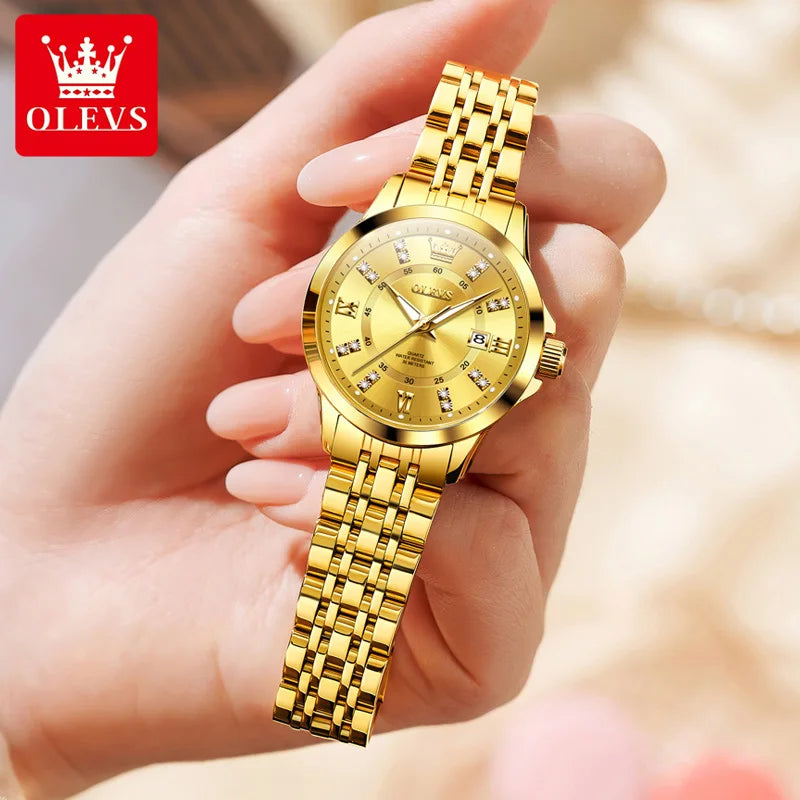OLEVS Brand Romantic Gift Box Bracelet Set Women's Watches Elegant Waterproof Fashion Luminous Quartz Watch Calendar Wristwatch