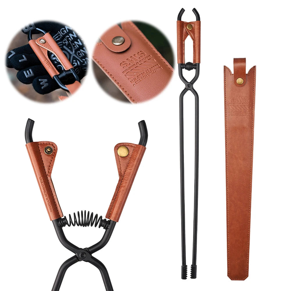 New Outdoor Camping Fire Poker Thickened Anti-scald Carbon Steel Fire Poker Picnic BBQ Lightweight Portable BBQ Tools