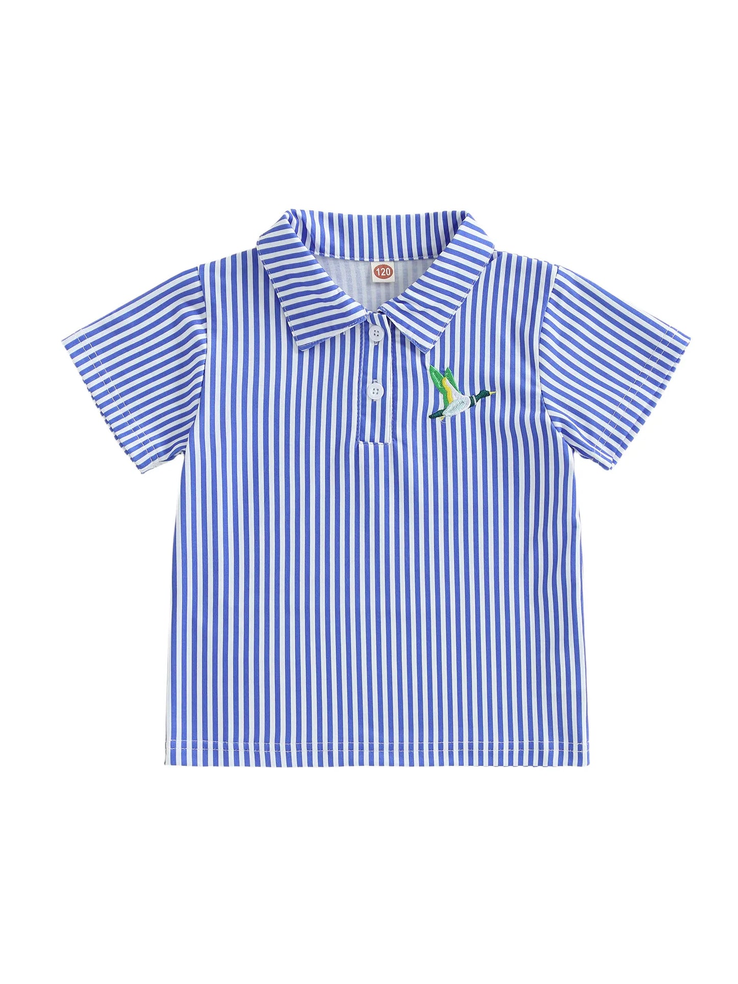 Children s Short Sleeve Shirt with Cute Bear Print and Striped Lapel Casual Summer Top for Toddler Boys Kids Fashion Clothes