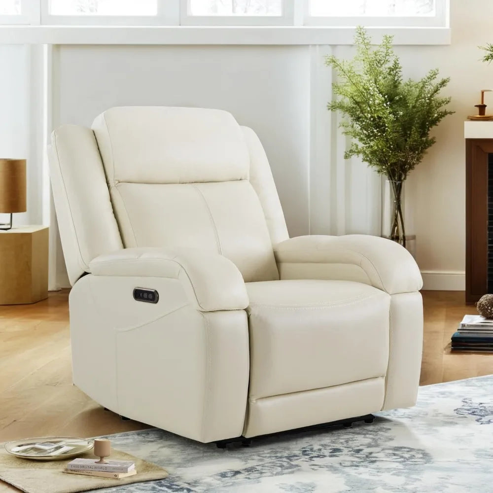Watson & Whitely Genuine Leather Power Recliner Chairs for Adults, Wall Hugger RV Recliner with Power Headrest & Charging Ports,