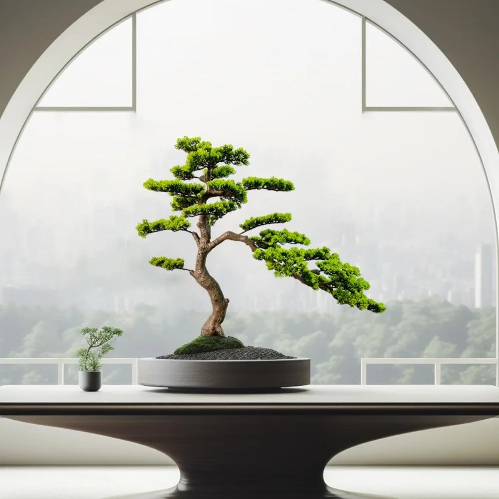 3ft(43in) Artificial Bonsai Tree Juniper Faux Plants Indoor Big Fake Plants Decor with Ceramic Pots for Home Table Office Desk B