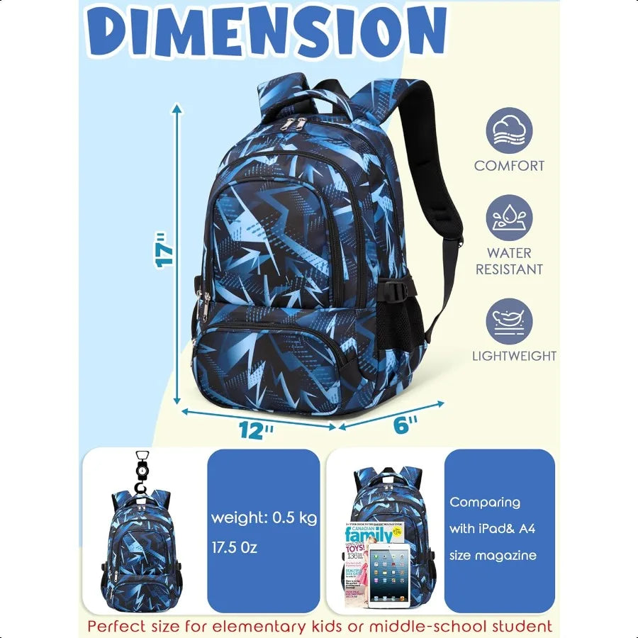 Backpack for Boys Elementary Primary Middle School Bags for Child Bookbags Back to School Gifts with Tablet Sleeve Large Compar