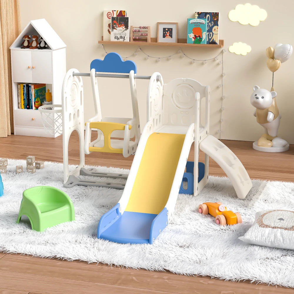 Toddler Slide, Kids Slide for Toddlers Age 1-4, 11in 1 Baby Slide Outdoor Indoor Playground with Basketball Hoop and Extra long