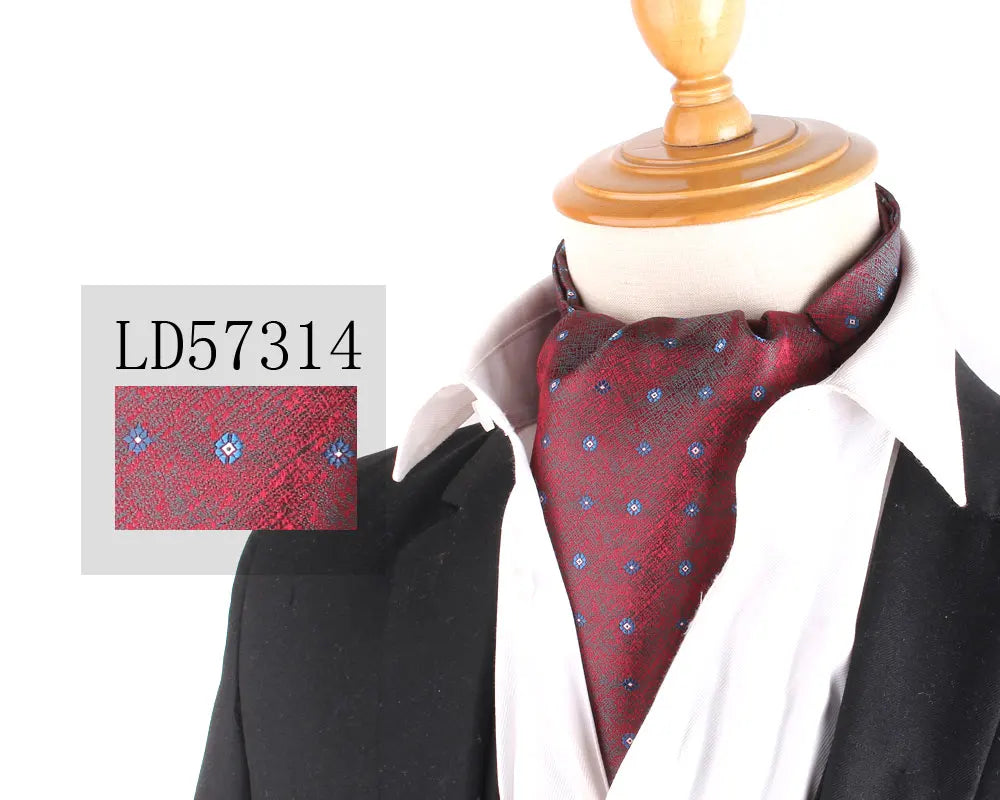 Jacquard Floral Paisley Cashew Tie Wedding Formal Cravat Ascot Scrunch Self British Gentleman Polyester Neck Tie For Men Luxury