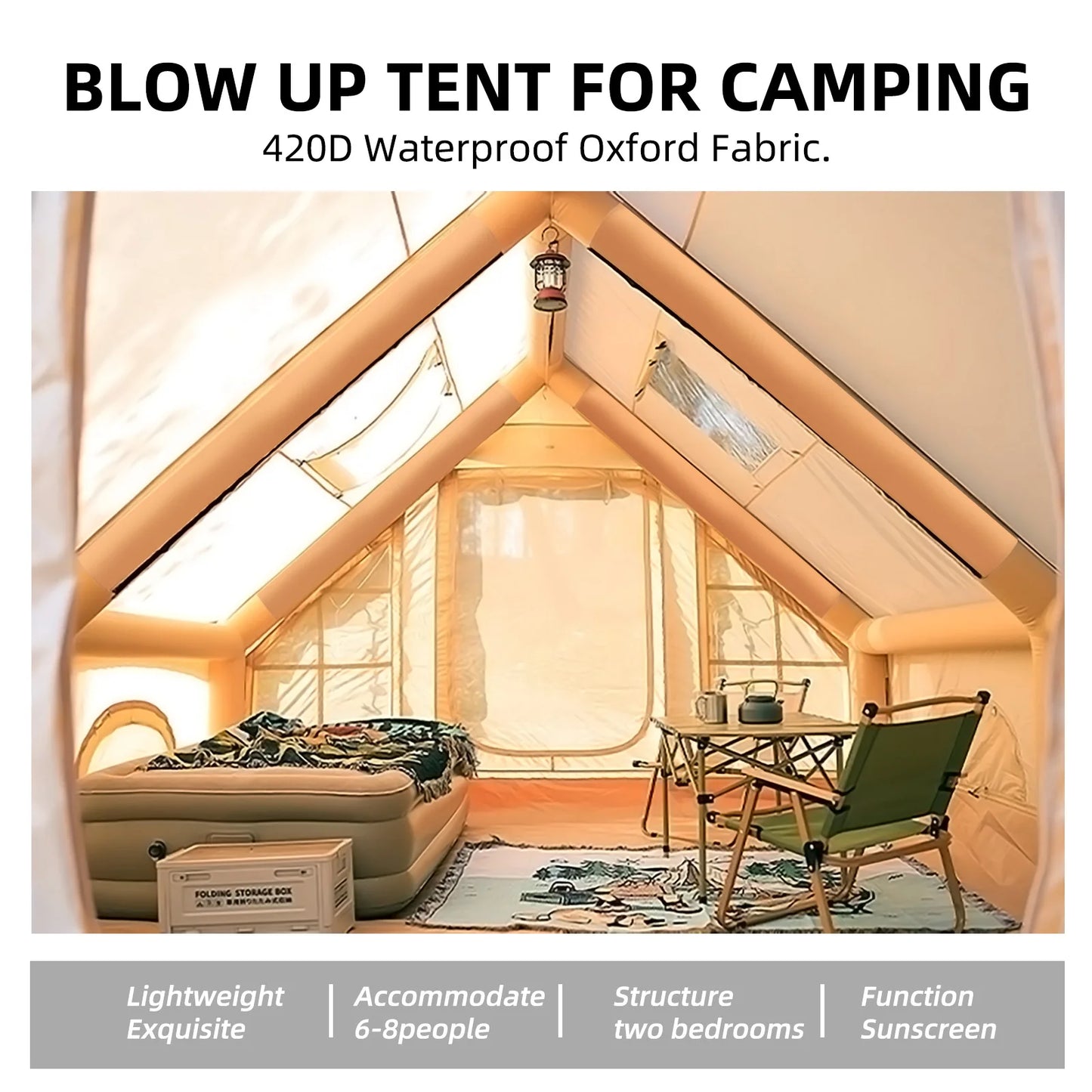 8-10 Person Inflatable Tents for Camping,129 Square Large Inflatable Camping Tent with Hand Pump,Inflatable Tent,Easy Setup Tent