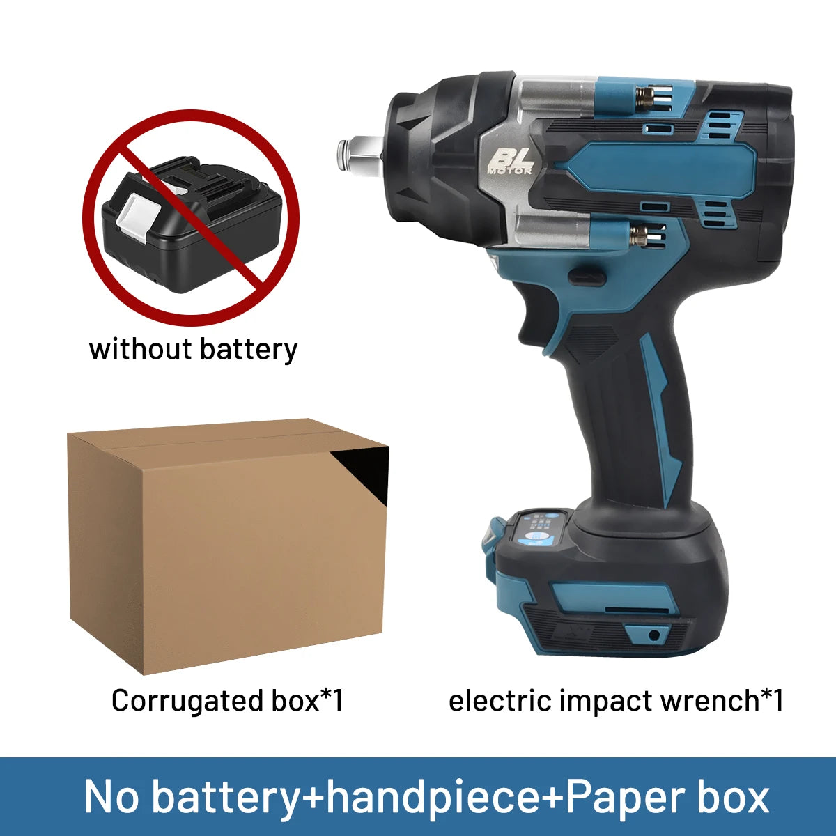 1200N.M Torque Brushless Electric Impact Wrench 1/2 inch Cordless Wrench Screwdriver Power Tools for Makita 18V Battery