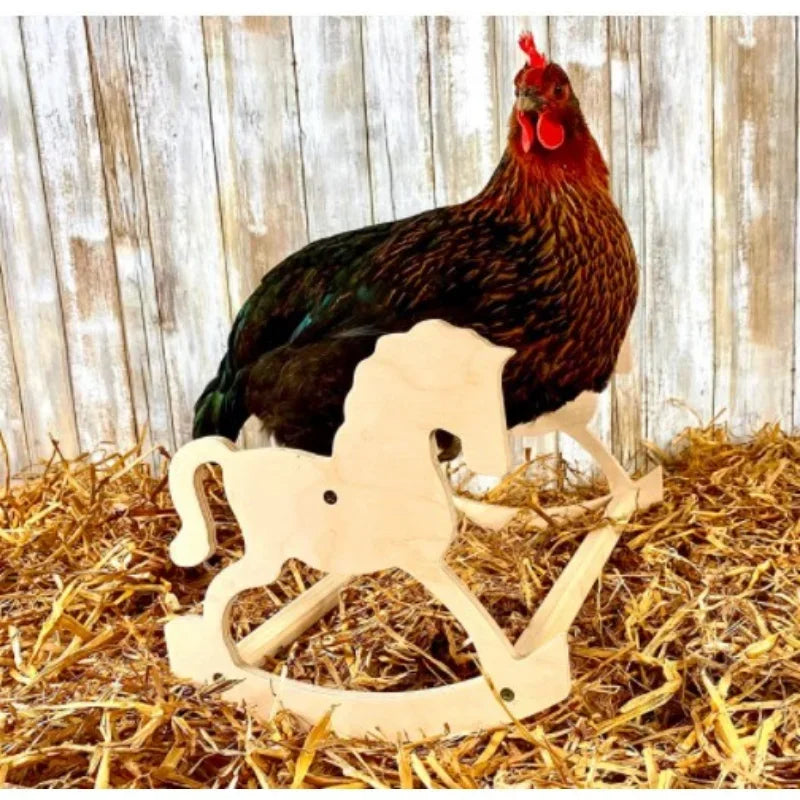 Chicken Roosting Bar Perch Rocking Horse Bird Toy for Coop Strong Wooden Chicken Swing Ladder for Parrots Baby Chicks Coop Chook