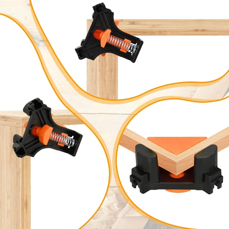 4 Plastic Corner Clamp, 90 Degree Right Angle Woodworking, Adjustable Spring Loaded(4 )
