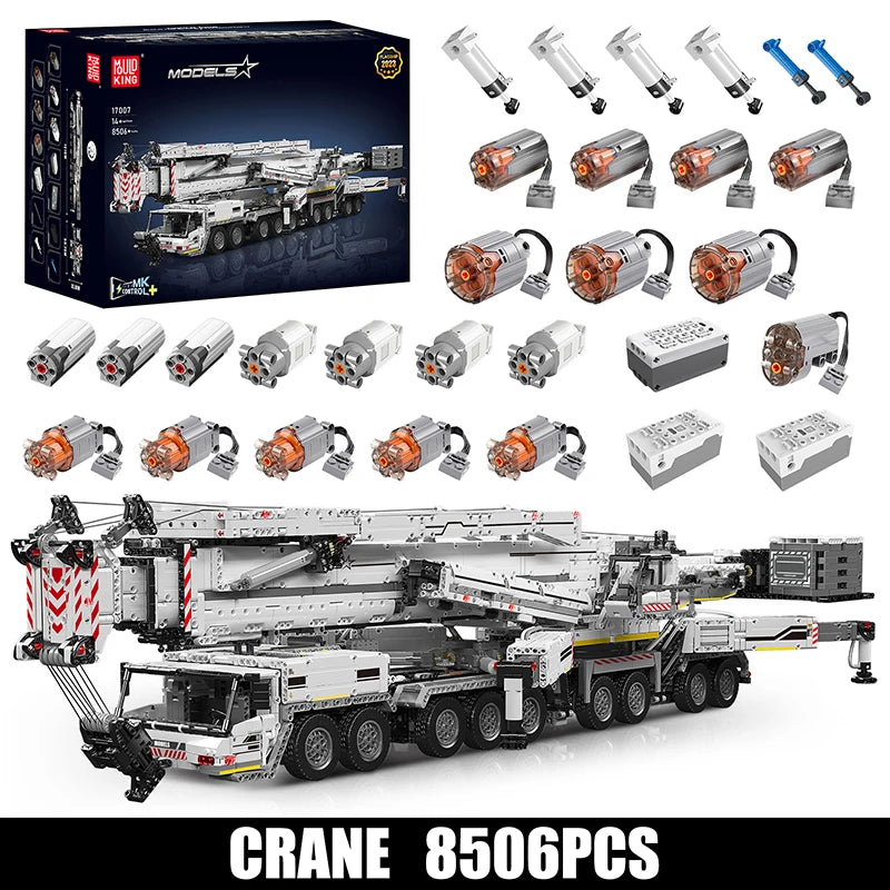 Mould King 17007 17008 Technical Car Toys Motorized LTM 11200 Crane Building Block Assembly Truck Brick Set Kids Christmas Gift