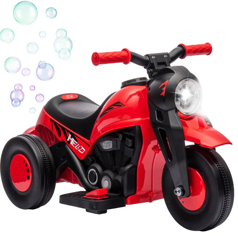 Adult Assembly Assembly required Design Electric Kids Motorcycle Music Ride Safe Qaba Ride on Bubble Car, 6V Kids Motorcycle, 3