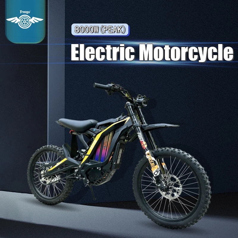 Freego Ebike 8000W 72V 30AH N1 Electric Motorcycle 19Inch MTB Tires Electric Dirt Bike with LCD Display