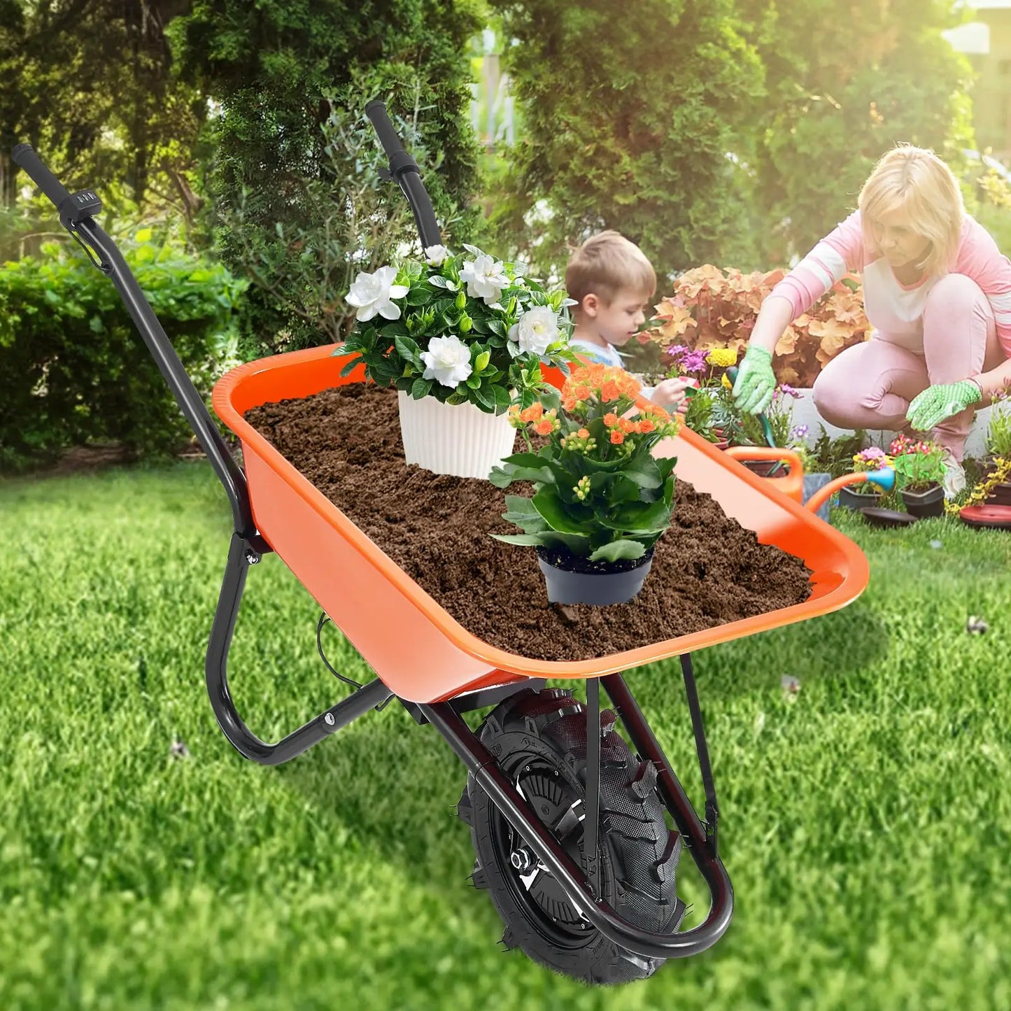 Electric unicycle, 500W power multifunctional garden truck dump truck, 330-pound capacity, courtyard cart, and lawn farm truck