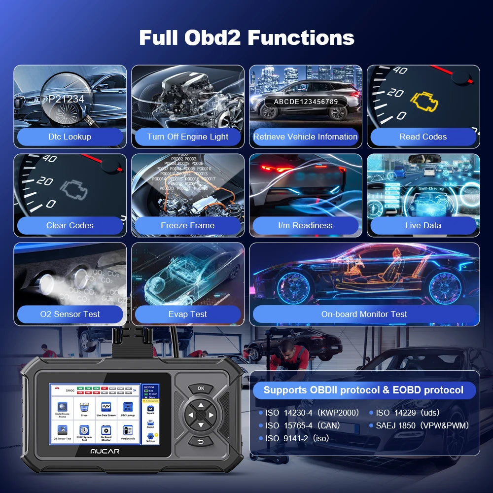 Mucar CDE900 Pro OBD2 Scanner Automotive Obd 2 Car Diagnostic Tools Car Fault Code Reader Support Full System Diagnosis 28 Reset