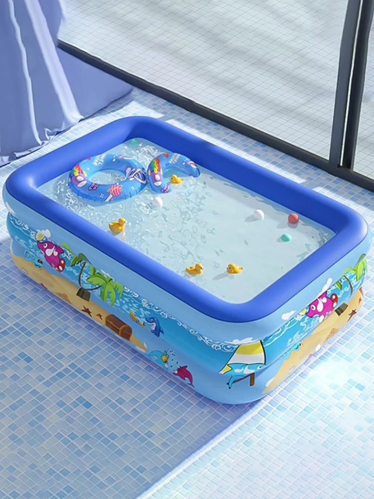 Framed Swimming Pool PVC Baby Bath Bathtub Cartoon Pattern Thickening Swimming Pool for Summer Outdoor Indoor