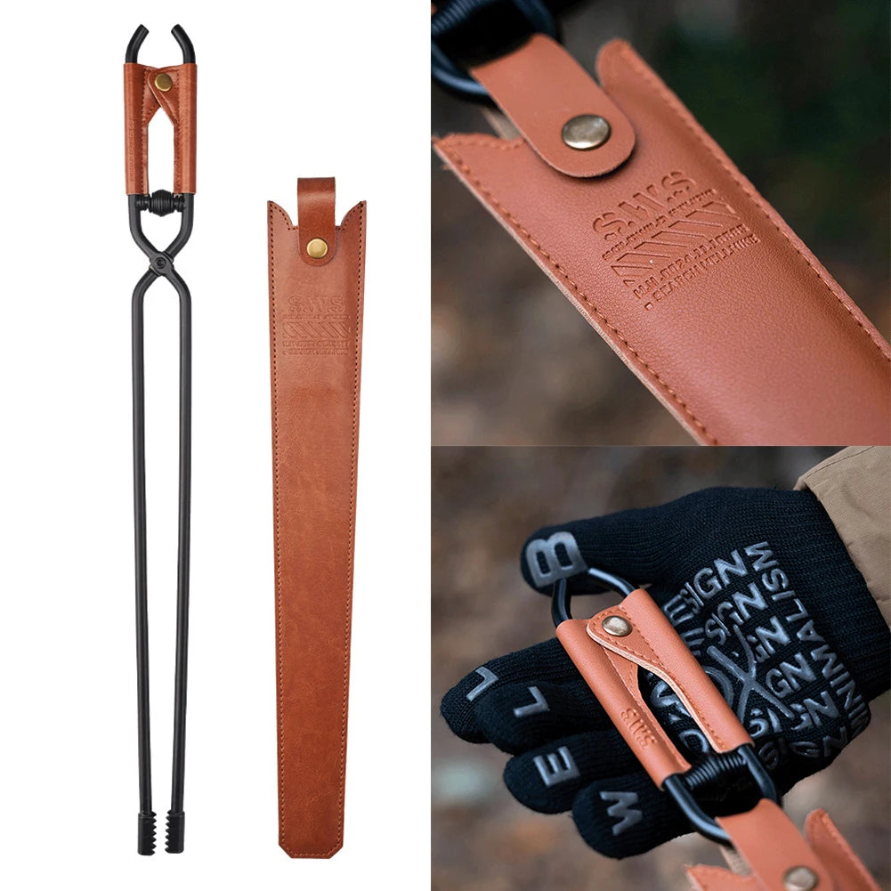 New Outdoor Camping Fire Poker Thickened Anti-scald Carbon Steel Fire Poker Picnic BBQ Lightweight Portable BBQ Tools