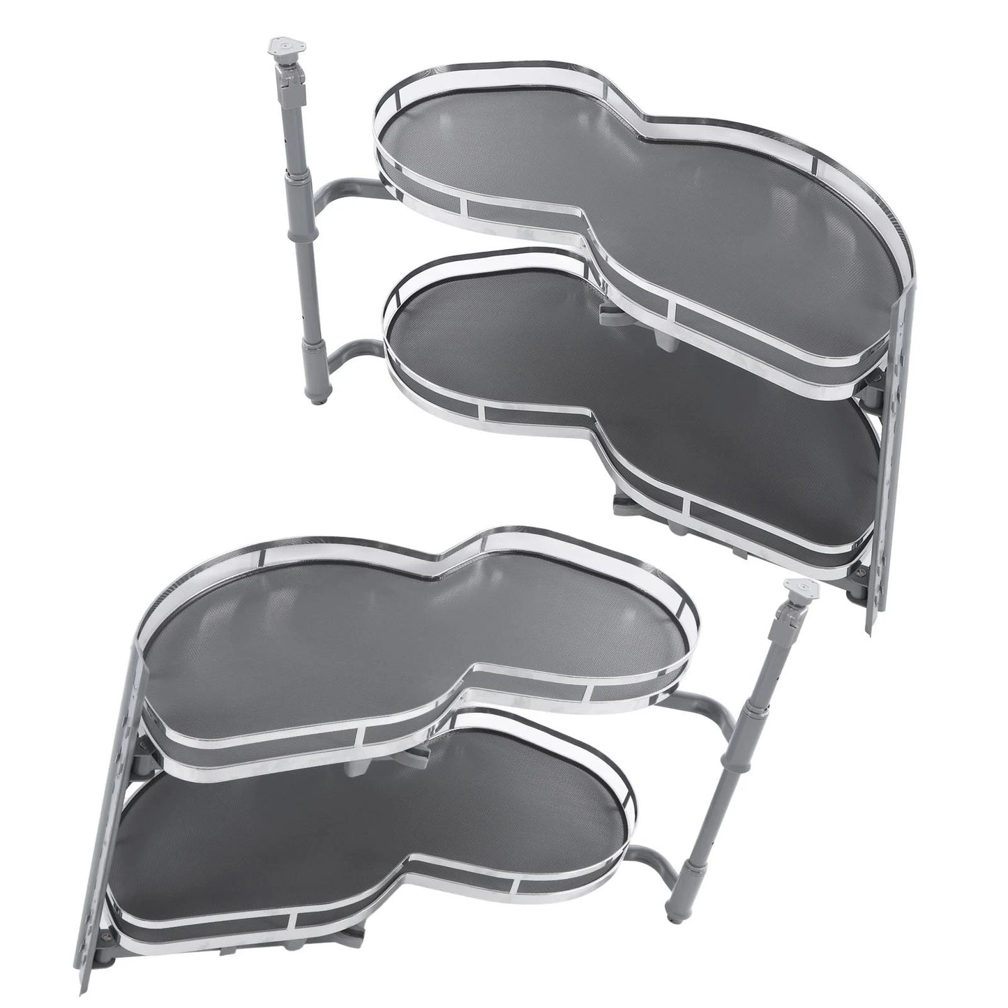 Blind Corner Cabinet Tray 2 Tier Height Adjustable Strong Load Bearing Cabinet Swing Pull Out Organizer Swing Pull Out Organizer