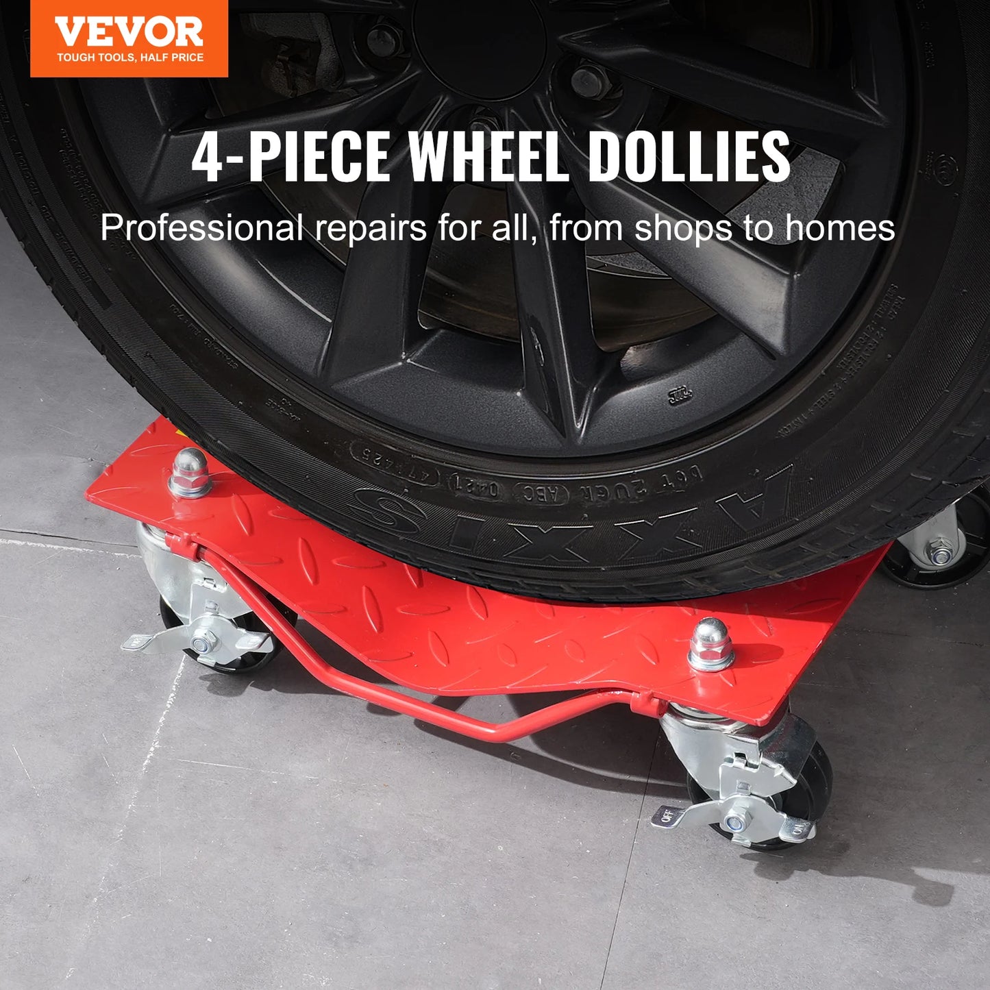 SucceBuy Wheel Dolly 8000 lbs Capacity Heavy-Duty Steel Car Mover Car Tire Stake Set with Brakes Vehicle Moving Cart Car Truck