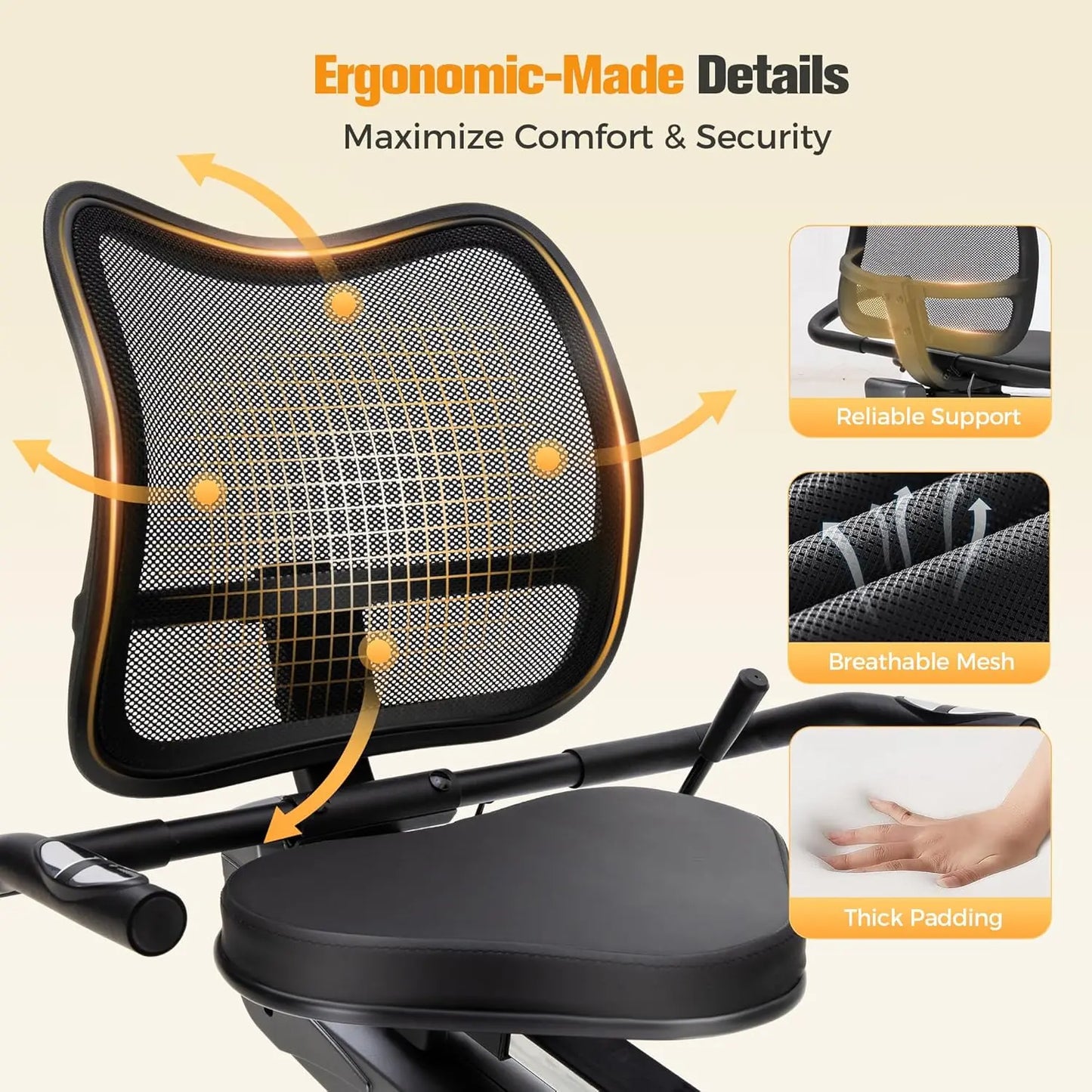 Recumbent Exercise Bike 16-Level Resistance Magnetic Stationary Bike with Bottle Holder Adjustable Wide Cushioned Seat for Home,