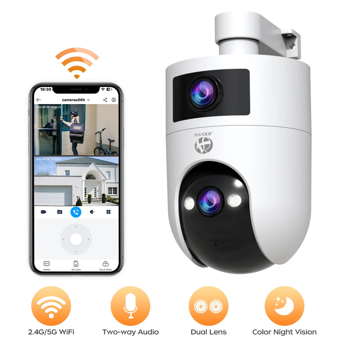 JOOAN 4K 6MP HD PTZ Camera Outdoor Dual Lens Dual Screen AI Tracking 5G WIFI IP Camera Security CCTV Video Surveillance Cameras
