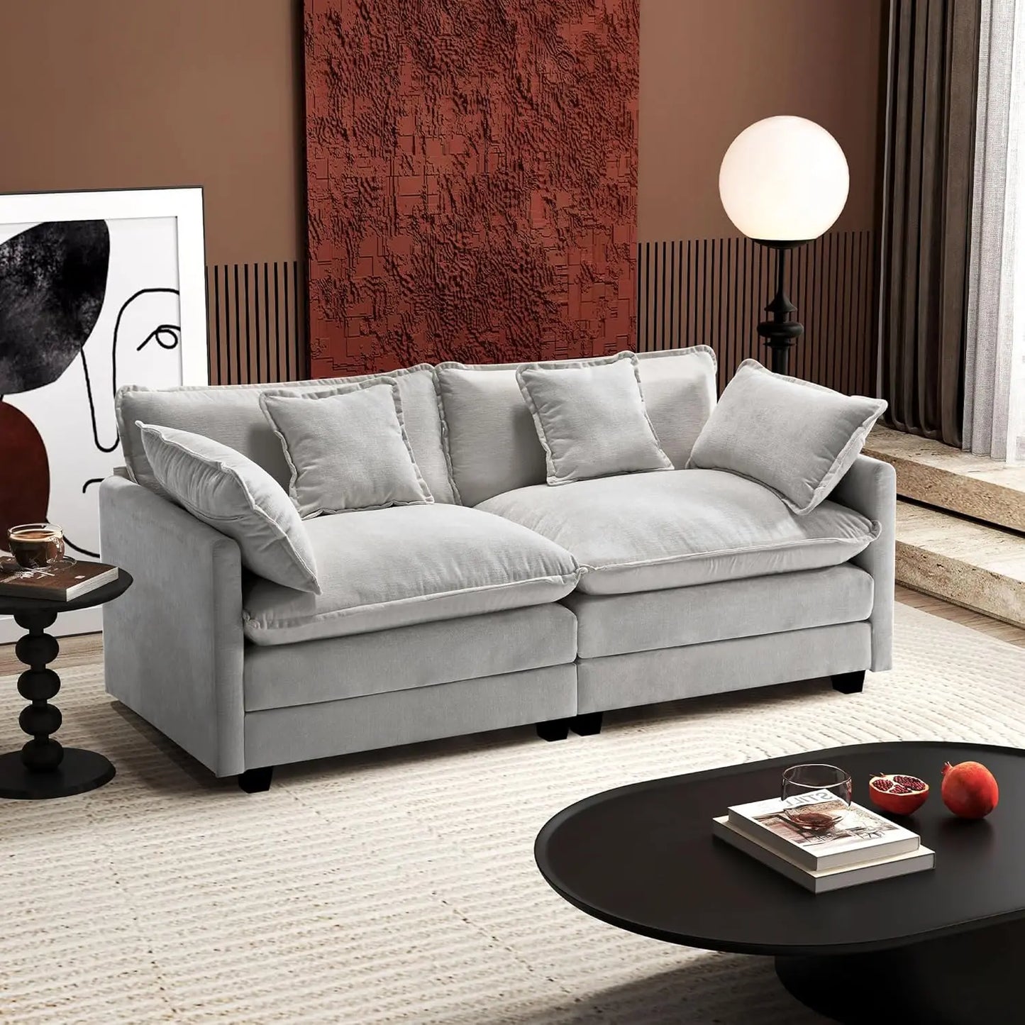 Modern 77" Sectional Loveseat Sofa, Comfortable 2-Seat Couch for Living Spaces and Apartments