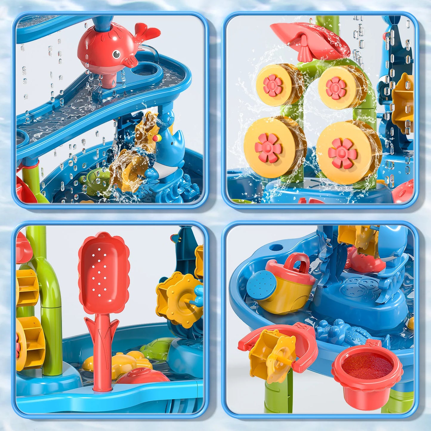 Outdoor sand and water sensory toy with funnel and shovel tools for children aged 3-8, beach and summer toys for boys and girls