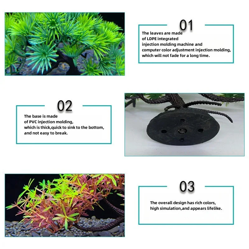 Aquarium Bonsai Tree Artificial Plant Fish Tank Decoration Freshwater Betta Goldfish Ornament