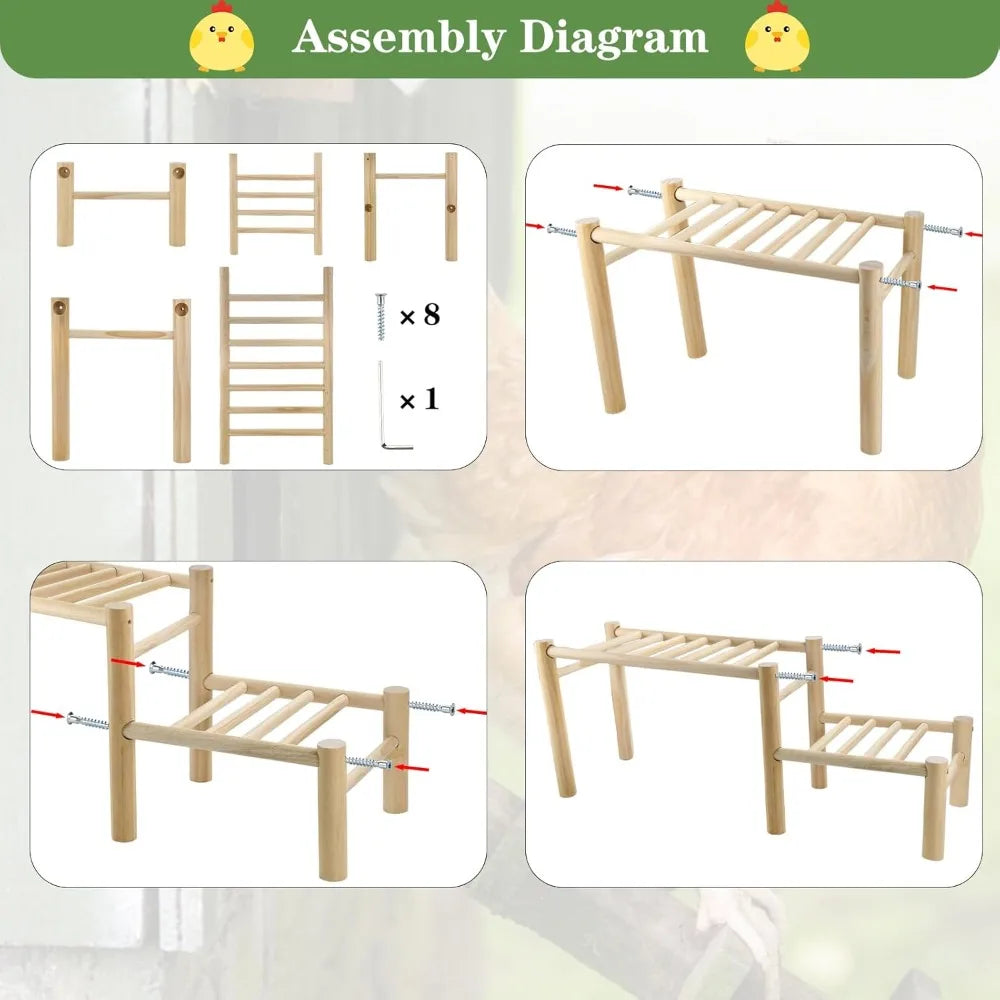 Chicken Perch Roosting Ladder for Chicken Coop Jungle Gym and Toys for Poultry