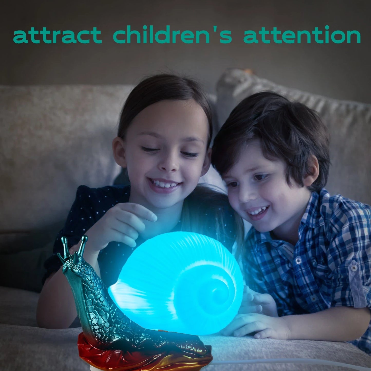 4W Kids Cute Snail Night Light DC5V/1A Adjustable Brightness Eye Protection Touch Sensor Nightlight for Kids Room Decor