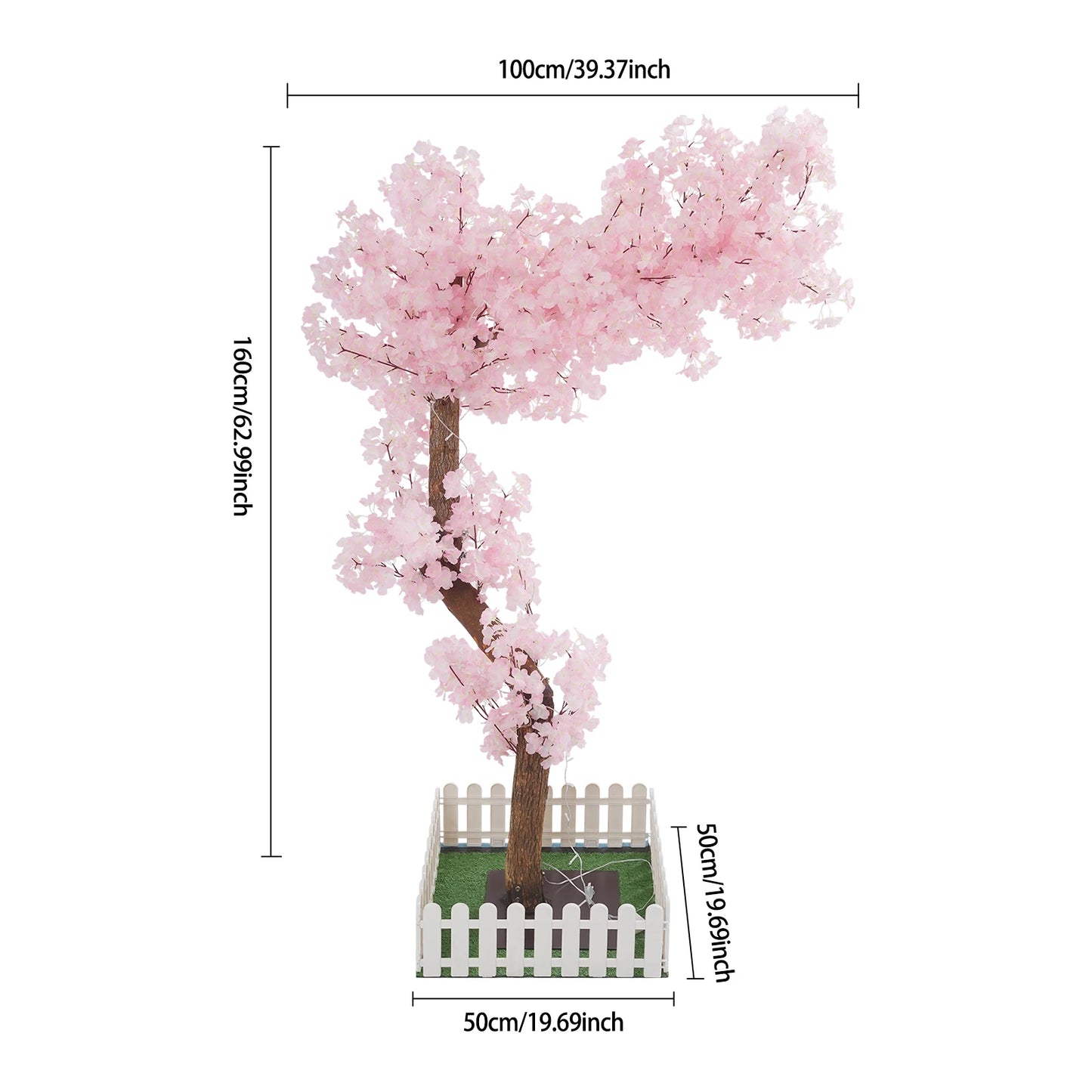 1.6M Artificial Cherry Tree Handmade Sakura Tree Pink Artificial Flowers with Lights for Indoor Outdoors Decor