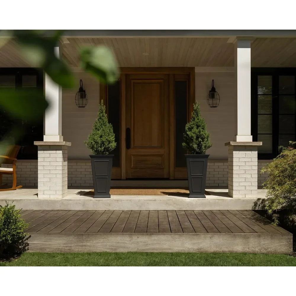 Tall Plastic Planter - Large Outdoor Planter for Front Porch | Weather Use -Crack Resistant All
