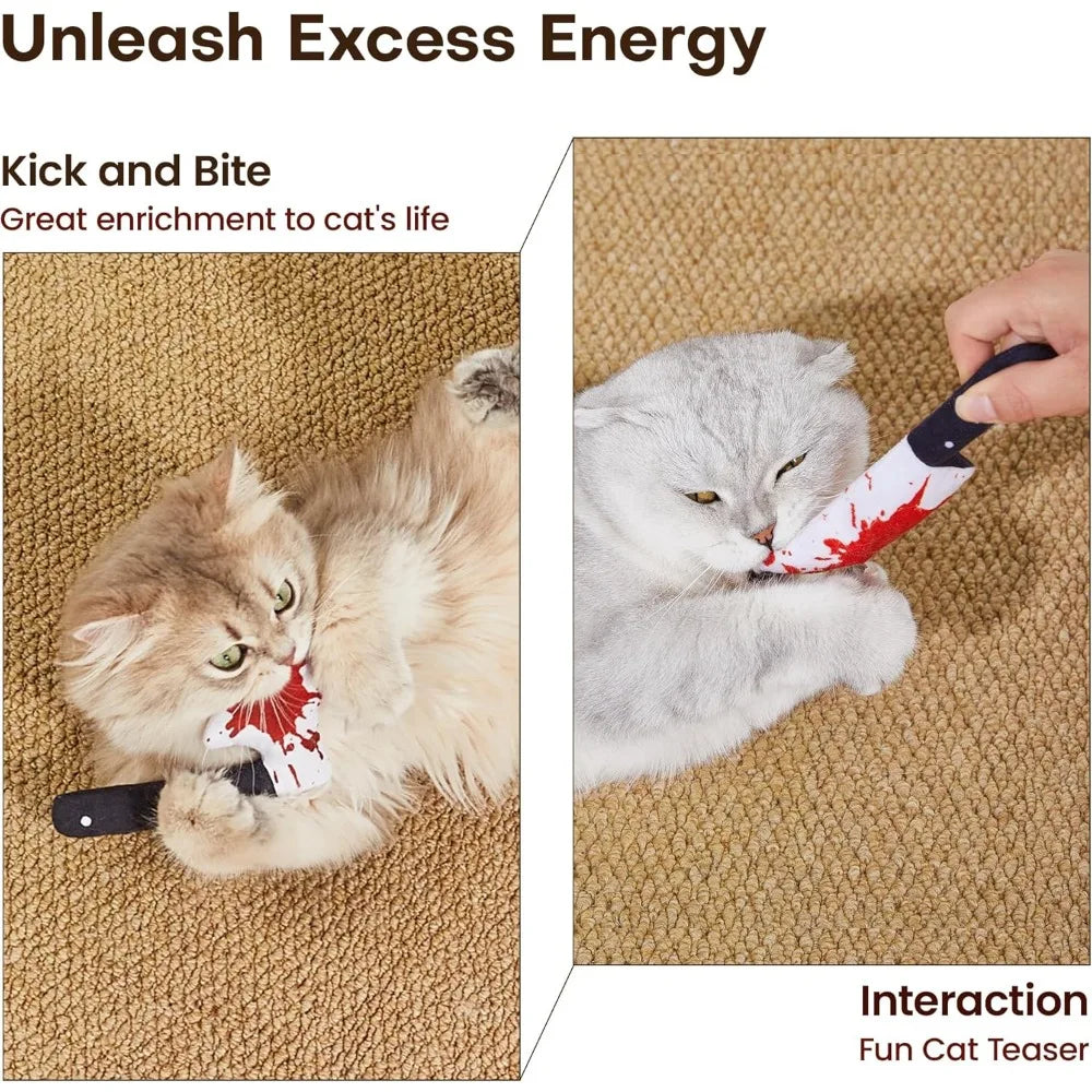 4Pcs Cat Toys, Horror Knife-Shaped Kitten Catnip Crinkly Sound Toys, Indoor Exercise for All Cat Breeds 6.5 Inches