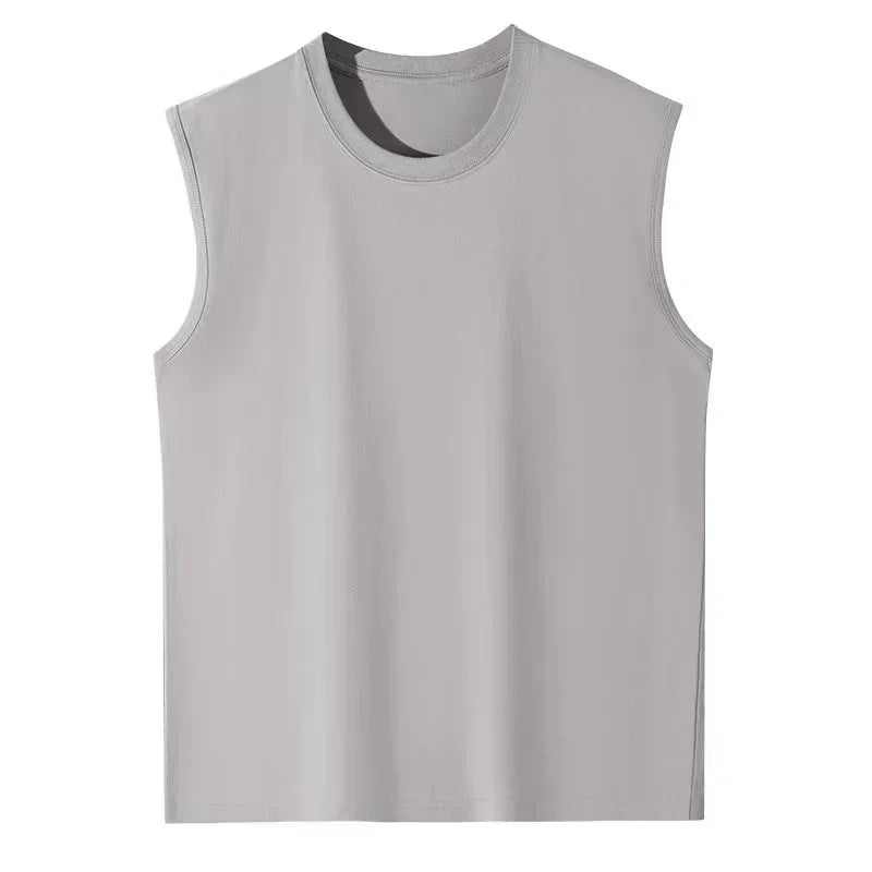 2025 Summer Basic 100% Cotton Women Tank Tops Plus Size Fashion Solid Color O-Neck Sleeveless Loose T Shirt Sports Running Vest