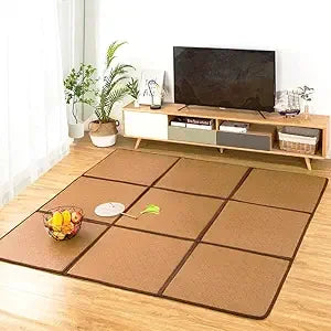 71'' x 71'' Japanese Rug Tatami Rug Mat 0.47'' Thick Japanese Floor Mattress Rattan Non-Slip Breathable Memory Foam Area Rug Be