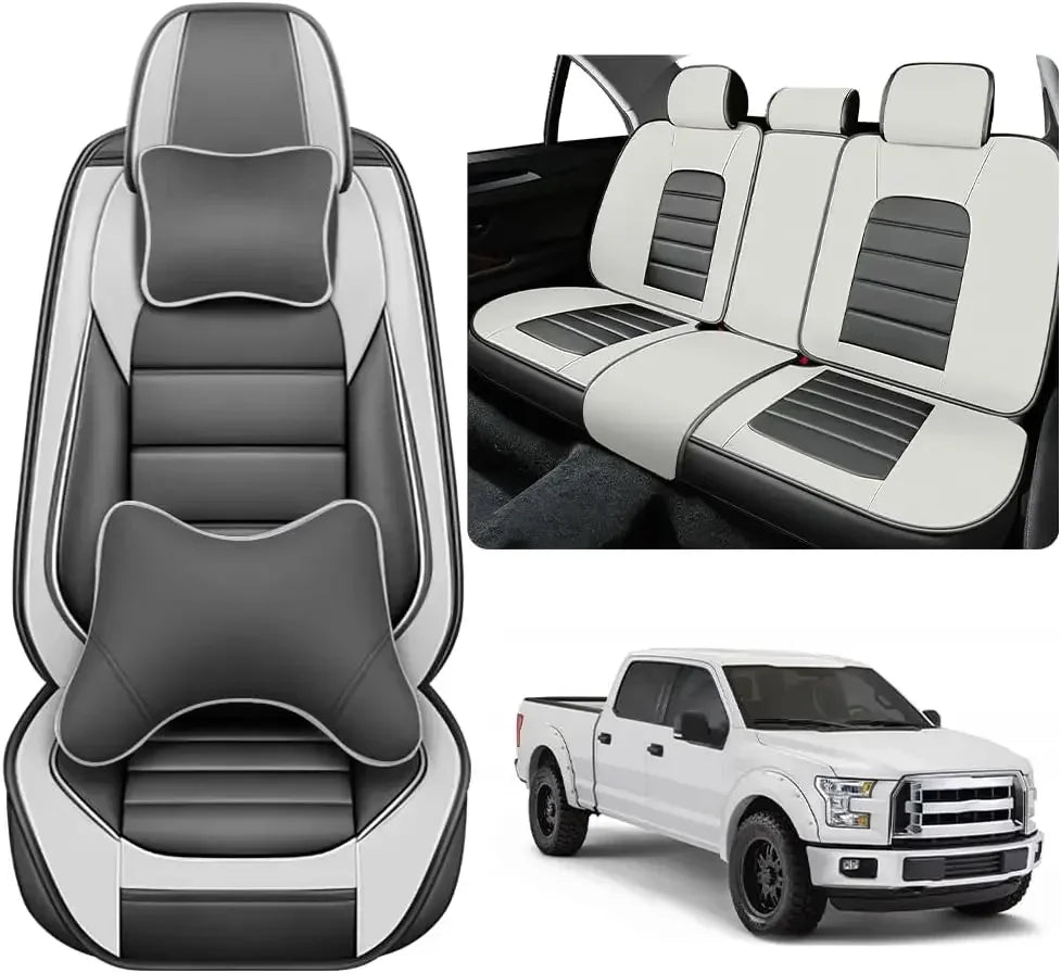 Seat Covers Fit for Toyota Tacoma 2006-2024, Waterproof Nappa Leather Full Coverage Truck Seat Cover, Muscle Sport Style Auto In