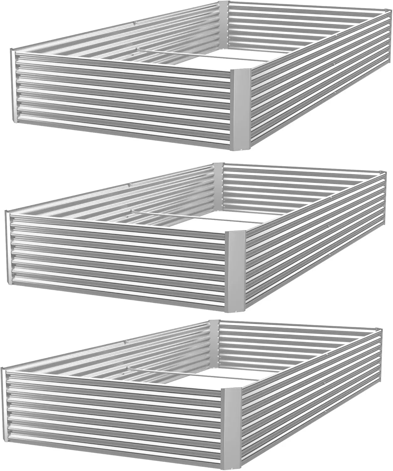 3 Pack 6x3FT Galvanized Raised Garden Bed Outdoor,Metal Garden Bed for Vegetables,Steel Raised Beds for Gardening,Above Ground G