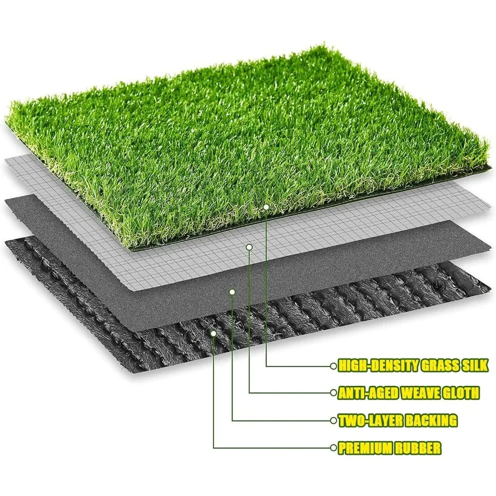 Artificial Grass Synthetic Thick Fake Grass Rug 11 FT x 13 FT, FREADEM Dog Artificial Turf Grass Mat with Drainage, for Outdoor