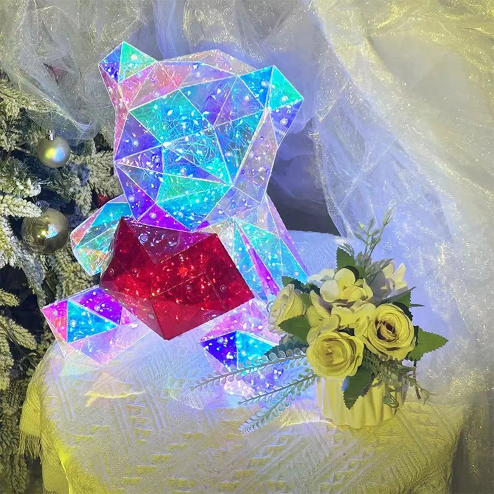 LED Light Up Teddy Bear Doll Valentine's Day Gift 20cm Romantic Surprise Bear Lamp Anniversary Birthday Gifts Bedroom Decor