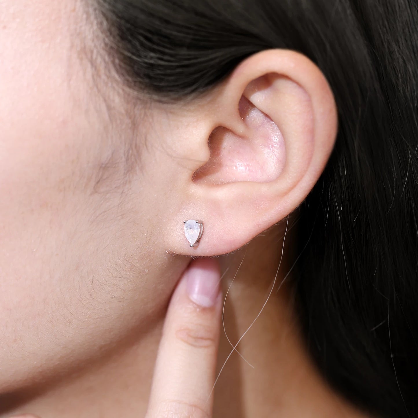 GEM'S BALLET Pear Shape Milky Blue Moonstone Studs Earrings in 925 Sterling Silver Women Rose Gold Earrings June Birthstone
