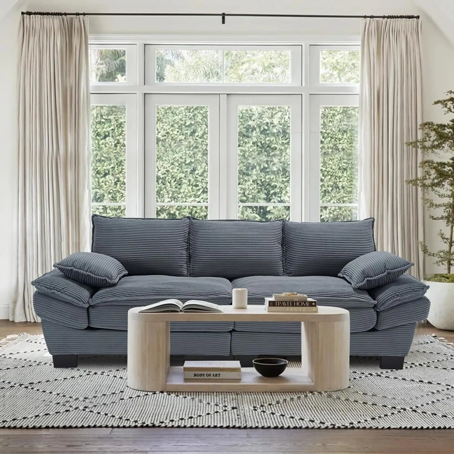 90" Oversized Loveseat Sofa,Modern Corduroy Loveseat Couch,Comfy Deep Seat,Upholstered Sectional Sofa