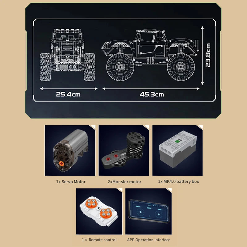 Mould King 18039 Remote Control Bigfoot Truck Block Set