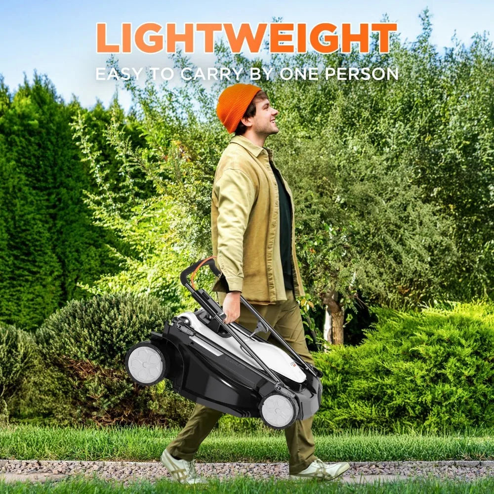18" Electric Lawn Mower for Garden Yards, Lightweight Cordless Lawn Mower Brushless with 6-Position Height Adjustment