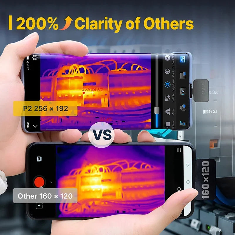 (for Android) P2 Thermal Imaging Camera Heat Detection for HVAC Checking 1112℉ Infrared Thermal Imager
