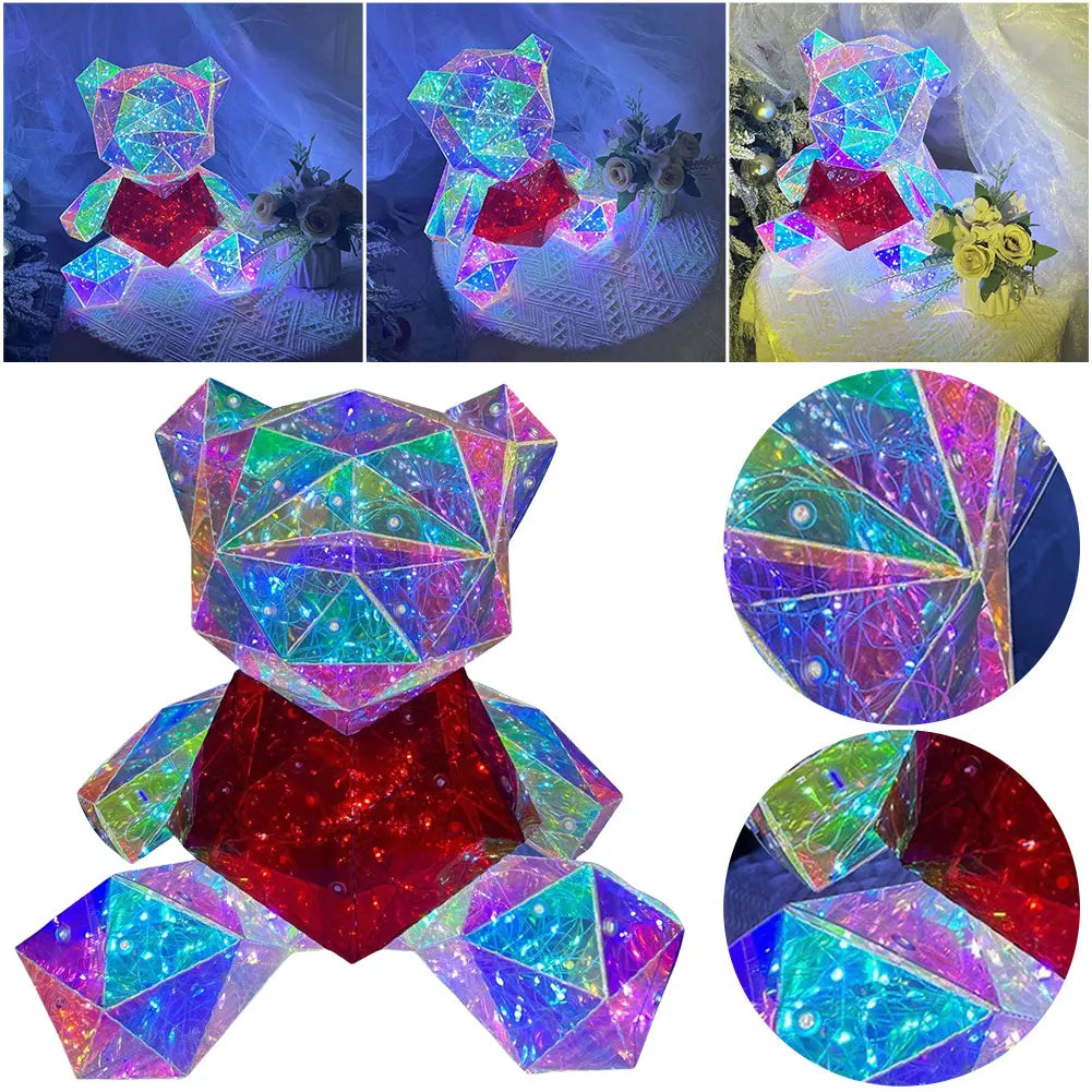 LED Light Up Teddy Bear Doll Valentine's Day Gift 20cm Romantic Surprise Bear Lamp Anniversary Birthday Gifts Bedroom Decor
