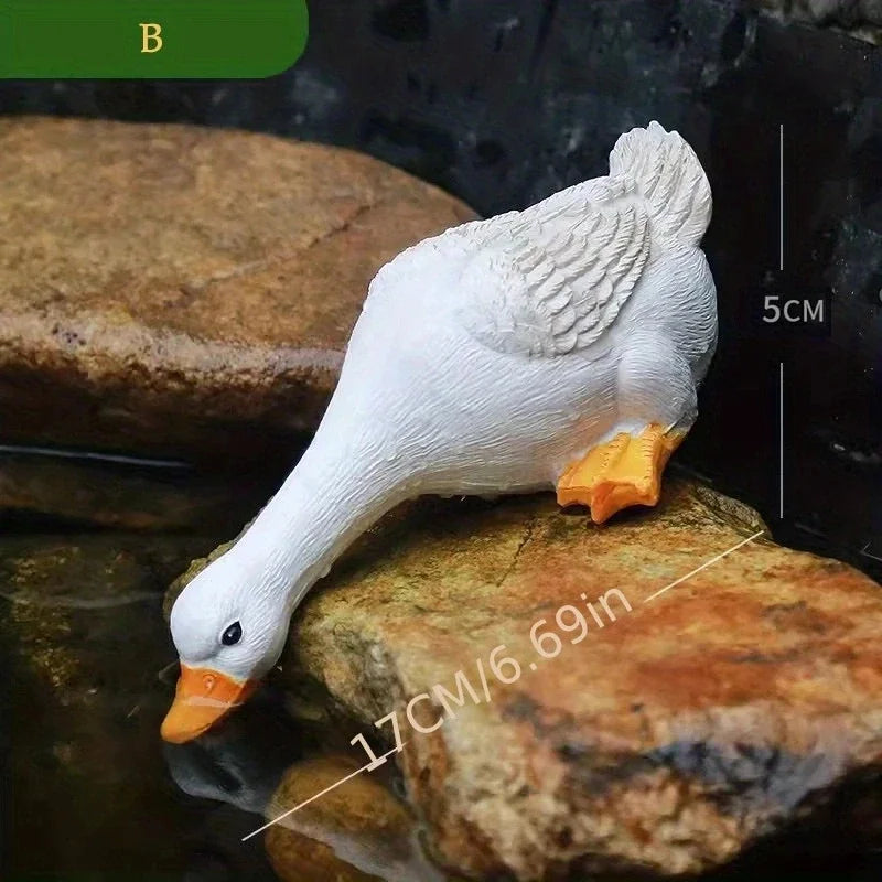 Duck Statues Landscape Ornament Farm Animal Simulation Model Statue Toy Chicken Duck Goose Figurine Sculpture Indoor Home Decor