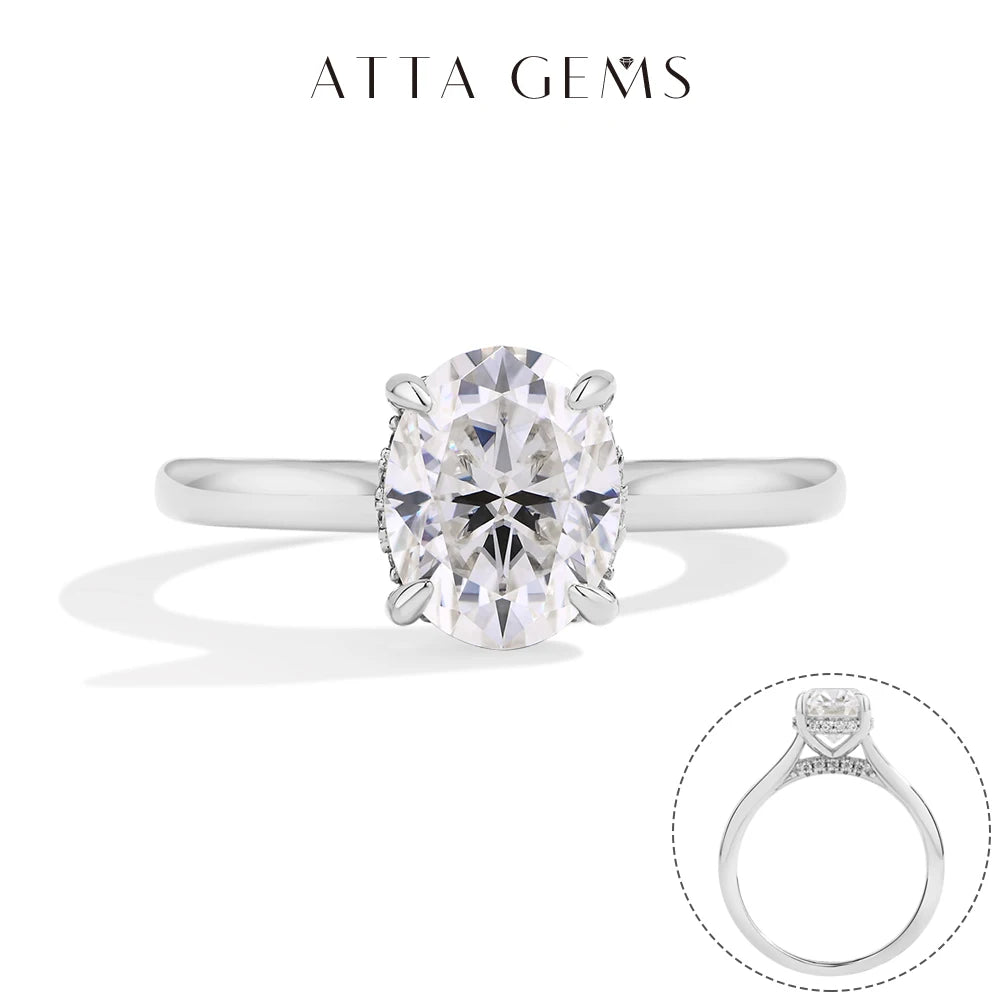 ATTAGEMS Oval cut 9*7mm2CT DVVS Moissanite Ring 925 Sterling Silver for Women Wedding Jewelry High Quality Shipping from the USA