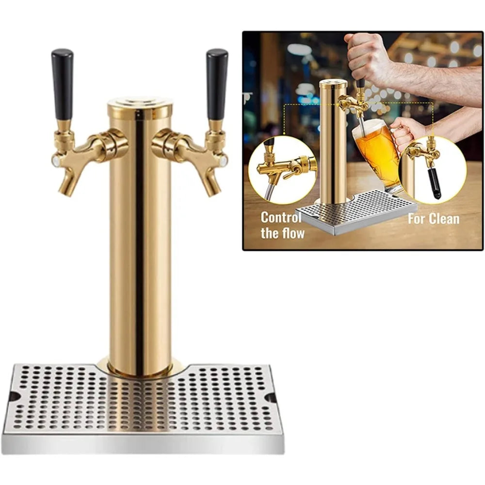 Kegerator Tower,Stainless Steel Beer Tower,Beer Tower,Single Tap Draft Beer Kegerator Tower,Stainless Steel Double Faucet Draft
